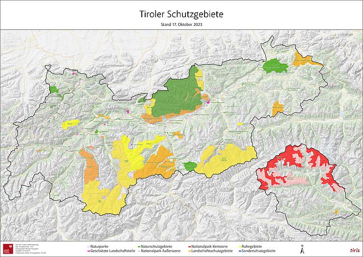 Karte Schutzgebiete Tirol