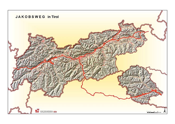 Karte Jakobsweg Tirol