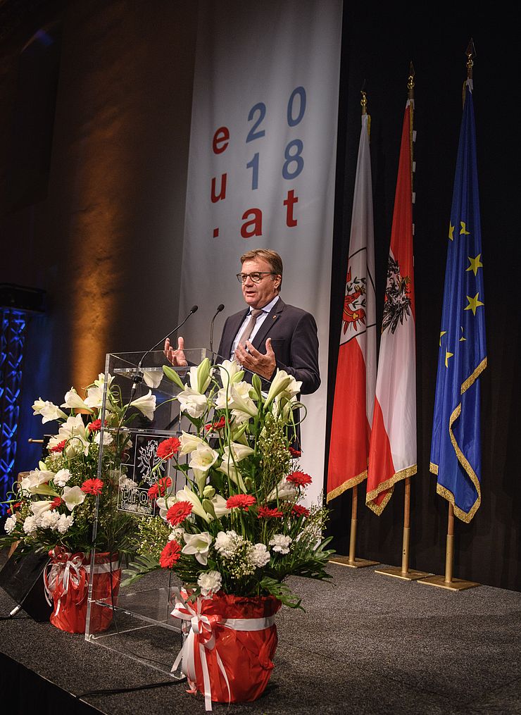 LH Günther Platter bei seiner Rede vor den europäischen VertreterInnen.