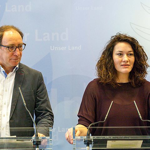 Mobilitätslandesrätin Ingrid Felipe und ihr Vorarlberger Amtskollege Johannes Rauch.