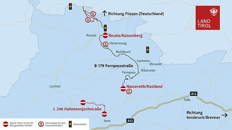 © Land Tirol Karte mit eingezeichneten Sperren