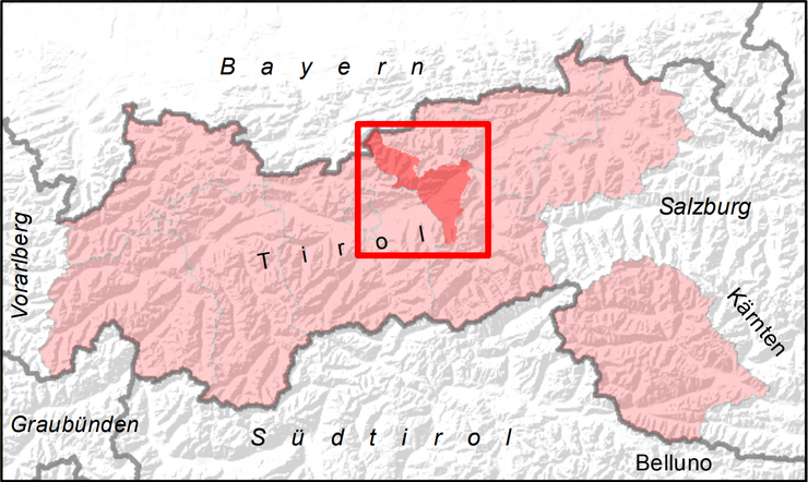 Übersichtskarte Schwaz - Jenbach und Umgebung