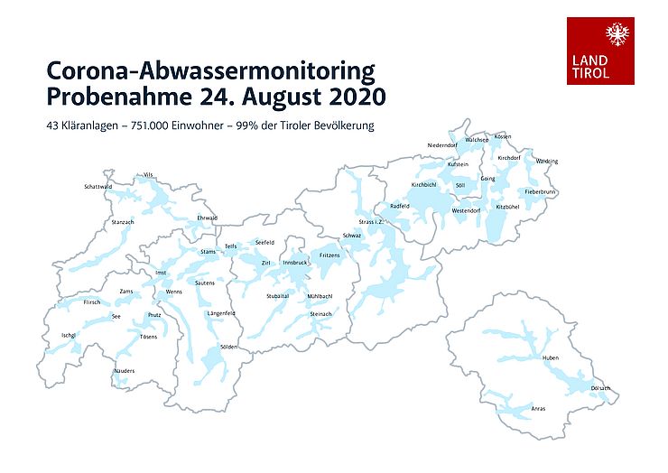 Für ein flächendeckendes Corona-Abwassermonitoring wird eine Probennahme bei 43 Kläranlagen in Tirol erfolgen.