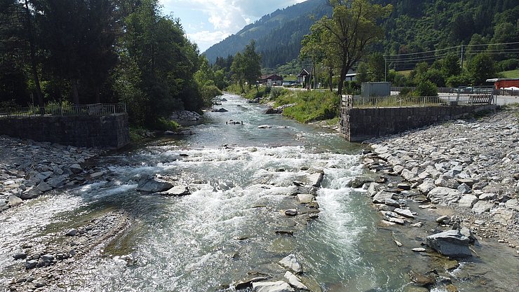 Aufnahme der Drau von oben. 