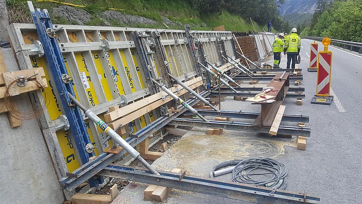 Einhüftige Schalung Mauerblockabschnitt