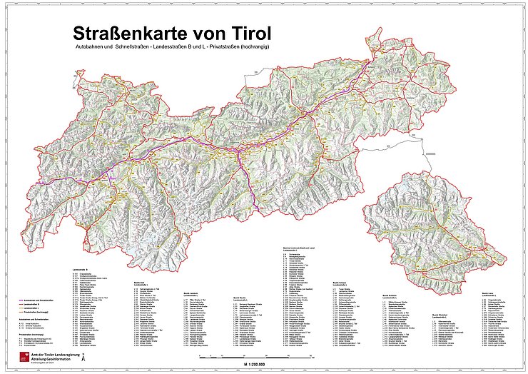 Straßenkarte Tirol