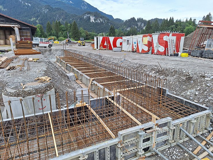 Fundament Hochwasserschutzmauer Polder Süd